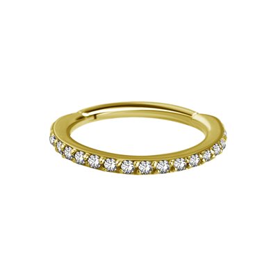 Anneau clicker en or 18k avec des pierres griffées Anneau clicker en or 18k avec des pierres griffées