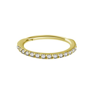 Anneau clicker en or 18k avec des pierres griffées Anneau clicker en or 18k avec des pierres griffées