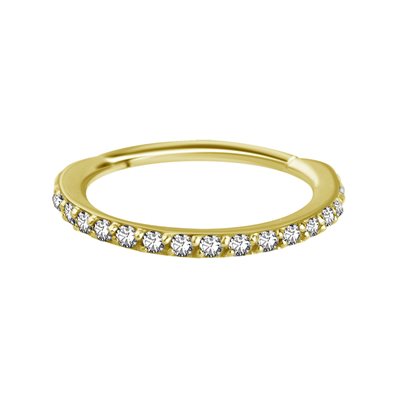 Anneau clicker en or 18k avec des pierres griffées Anneau clicker en or 18k avec des pierres griffées
