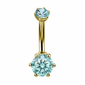 18k gold internal navel banana set with lab created stone