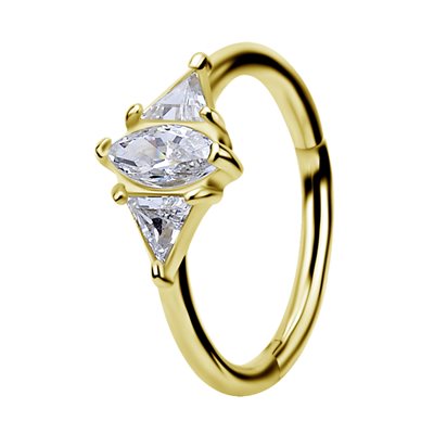 Anneau clicker en or 18k avec une pierre griffée Anneau clicker en or 18k avec une pierre griffée