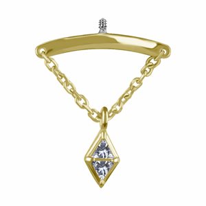 18k gold internal attachment with chain for vertical helix
