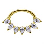 18k gold hinged oval septum/daith jewelled clicker
