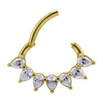 18k gold hinged oval septum/daith jewelled clicker
