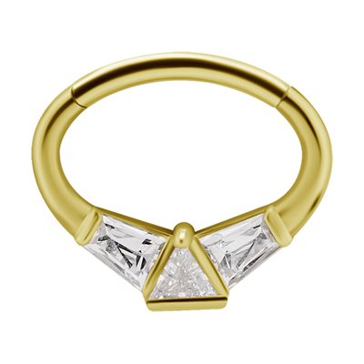 Anneau oval clicker en or 18k avec zircons premium Anneau oval clicker en or 18k avec zircons premium