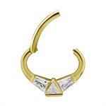 Anneau oval clicker en or 18k avec zircons premium