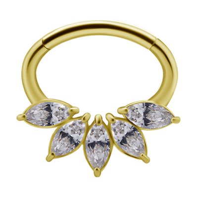 Anneau oval clicker en or 18k avec zircons premium Anneau oval clicker en or 18k avec zircons premium