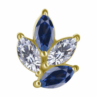 18k gold threadless attachment with premium zirconia