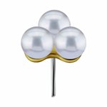 18K gold threadless trinity attachment w. freshwater pearls