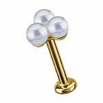 18K gold threadless trinity attachment w. freshwater pearls