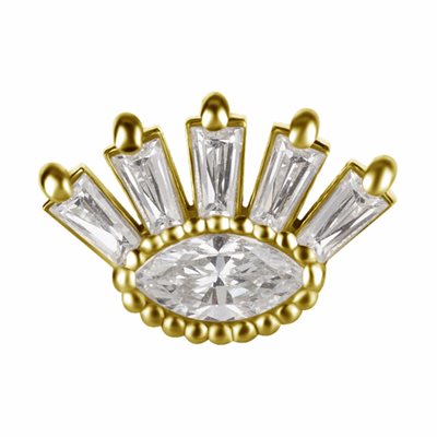 18K gold threadless attachment set with premium zirconia