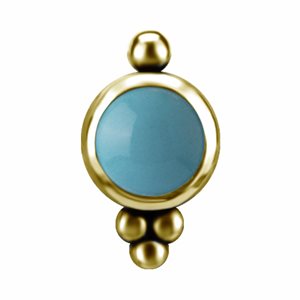 18k gold threadless attachment with genuine turquoise