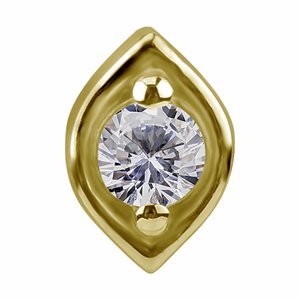 18k gold threadless attachment with premium zirconia