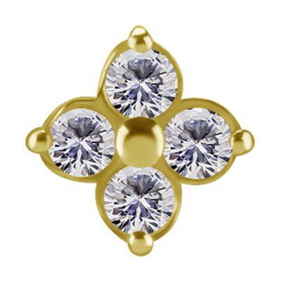 18k gold threadless jewelled quad attachment