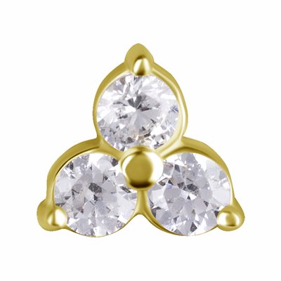 18k gold threadless trinity attachment w. premium zirconia 18k gold threadless trinity attachment w. premium zirconia