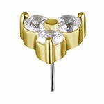 18k gold threadless trinity attachment w. premium zirconia