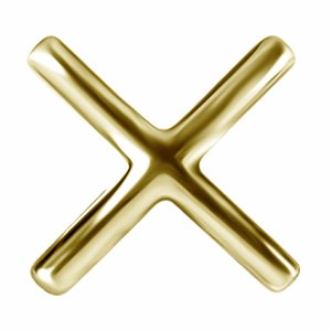 18k gold threadless attachment with X shape