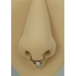 Anneau clicker ovale en or 18k avec pierre et bras articulé