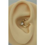 Anneau clicker ovale en or 18k avec pierre et bras articulé