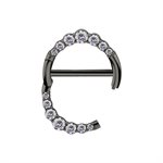Gun metal steel double hinged jewelled nipple clicker ring