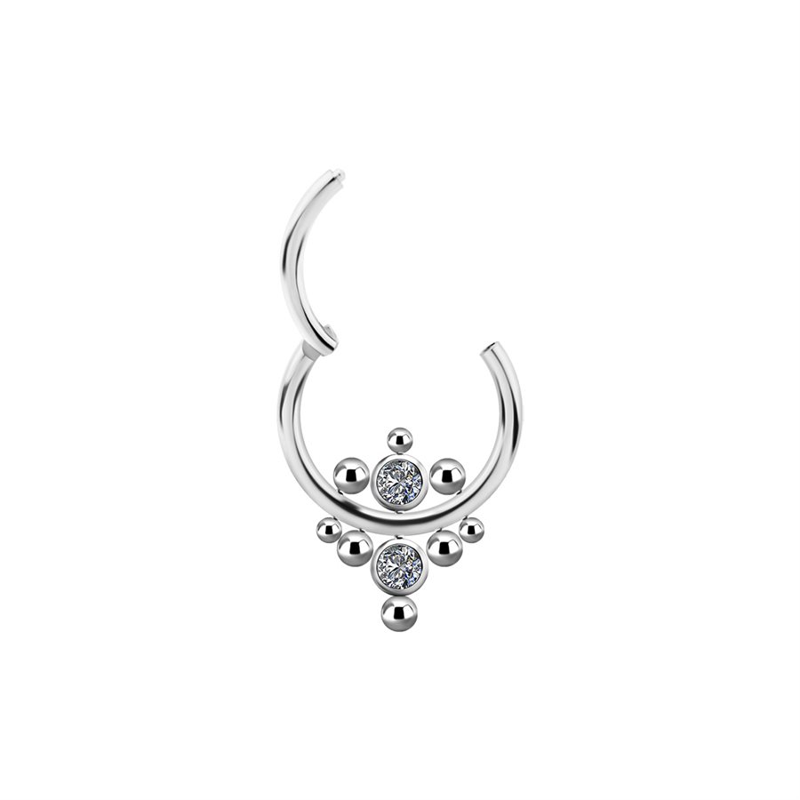 Anneau clicker en titanium avec zircon premium