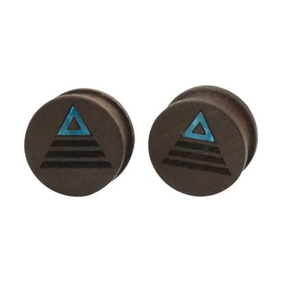 Plugs avec rebords en bois d'acajou avec un design triangle - vendues en paire Plugs avec rebords en bois d'acajou avec un design triangle - vendues en paire