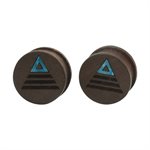 Plugs avec rebords en bois d'acajou avec un design triangle - vendues en paire