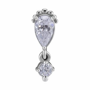 CoCr internal jewelled attachment with dangle zirconia