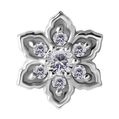 Attache sans filet en CoCr avec une fleur et des pierres Attache sans filet en CoCr avec une fleur et des pierres