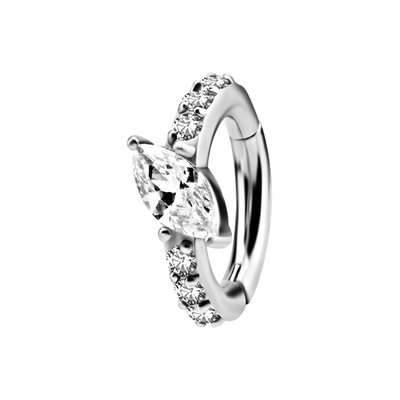 Anneau de nombril clicker en CoCr avec marquise et pierres Anneau de nombril clicker en CoCr avec marquise et pierres