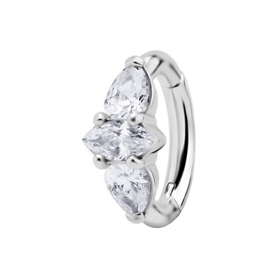 Anneau de nombril clicker en CoCr avec marquise et pierres Anneau de nombril clicker en CoCr avec marquise et pierres