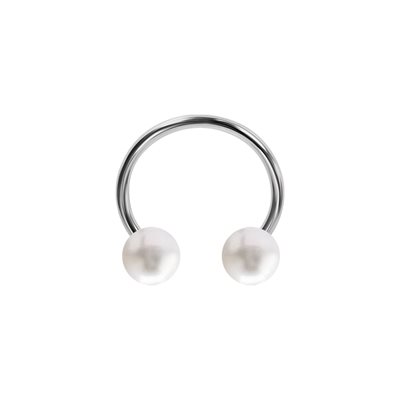 Circular barbell with fresh water pearls