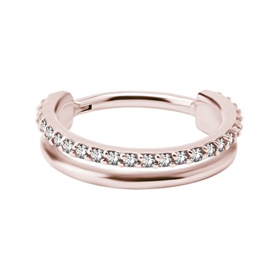 Anneau continu avec pierres plaqué or rose 24k pour le conch Anneau continu avec pierres plaqué or rose 24k pour le conch