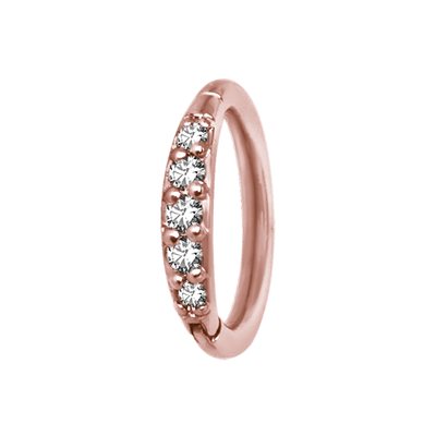 Anneau clicker plaqué or rose 24k avec pierres Anneau clicker plaqué or rose 24k avec pierres