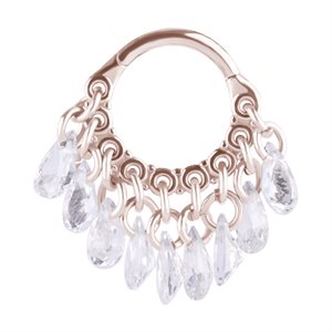 24k rose gold plated clicker with pear shape stones dangle
