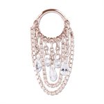 Anneau continu plaqué or rose 24k avec chaines et pierres