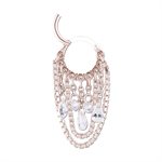 Anneau continu plaqué or rose 24k avec chaines et pierres