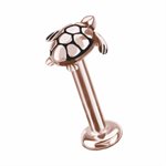 Labret interne plaqué or rose 24k avec une tortue de mer