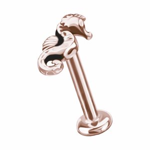 Labret interne plaqué or rose 24k avec hippocampe