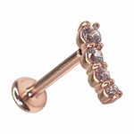 24k rose gold plated internal labret w. jewelled attachment