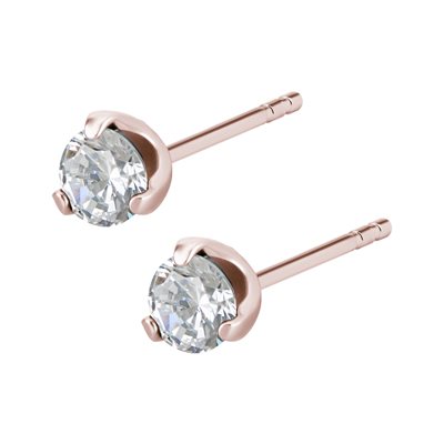 Boucles d'oreilles plaquées or rose 24k avec pierre griffée Boucles d'oreilles plaquées or rose 24k avec pierre griffée