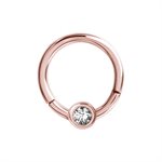 Anneau clicker plaqué or rose 24k avec une pierre