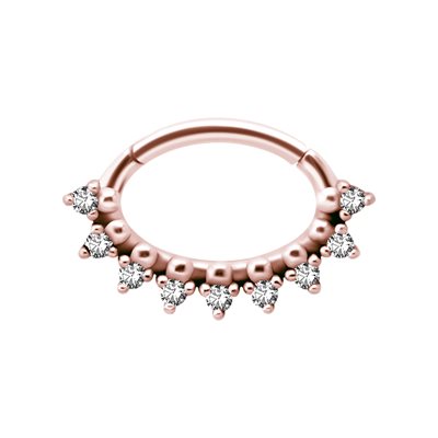 Anneau oval clicker plaqué or rose 24k avec pierres Anneau oval clicker plaqué or rose 24k avec pierres