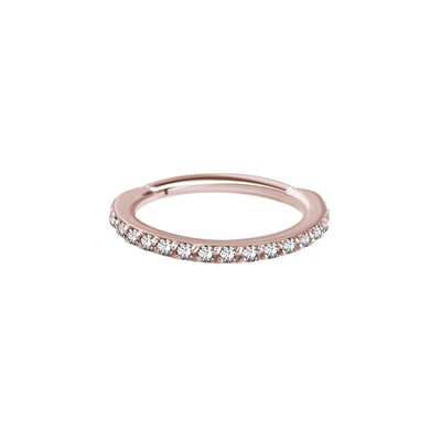 Anneau clicker en rose 18k avec des pierres griffées Anneau clicker en rose 18k avec des pierres griffées