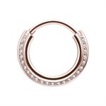 24k rose gold plated steel triple slanted jewelled clicker