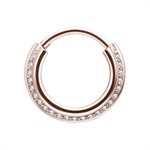Anneau clicker plaqué or rose 24k avec des pierres