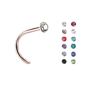 24k rose gold plated steel jewelled nosescrew
