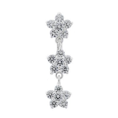 Banane de nombril inverse en argent avec des fleurs Banane de nombril inverse en argent avec des fleurs