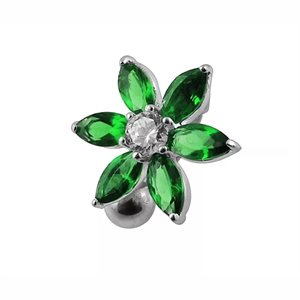 Banane de nombril inverse avec une fleur en argent