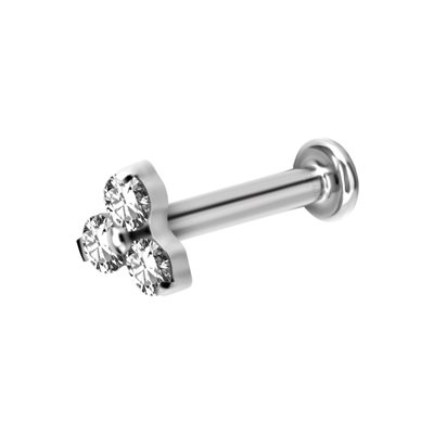 Titanium internal labret with jewelled trinity attachment
